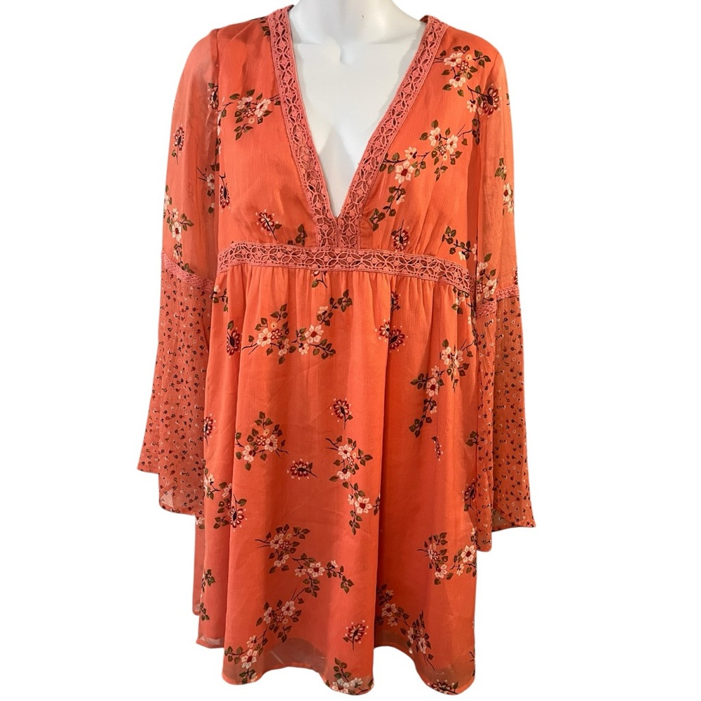 Abercrombie & Fitch Coral Floral Boho Dress